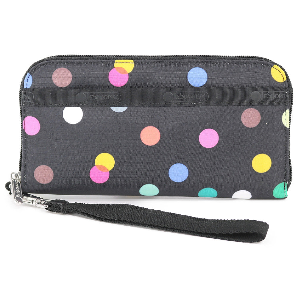 LeSportsac レスポートサック ラウンドファスナー 長財布 3462 TECH WALLET WRISTLET HC50 MULTICOLOR DOTS BLACK