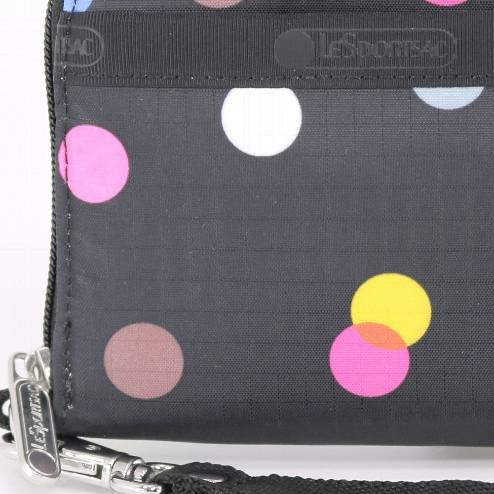 LeSportsac レスポートサック ラウンドファスナー 長財布 3462 TECH WALLET WRISTLET HC50 MULTICOLOR DOTS BLACK