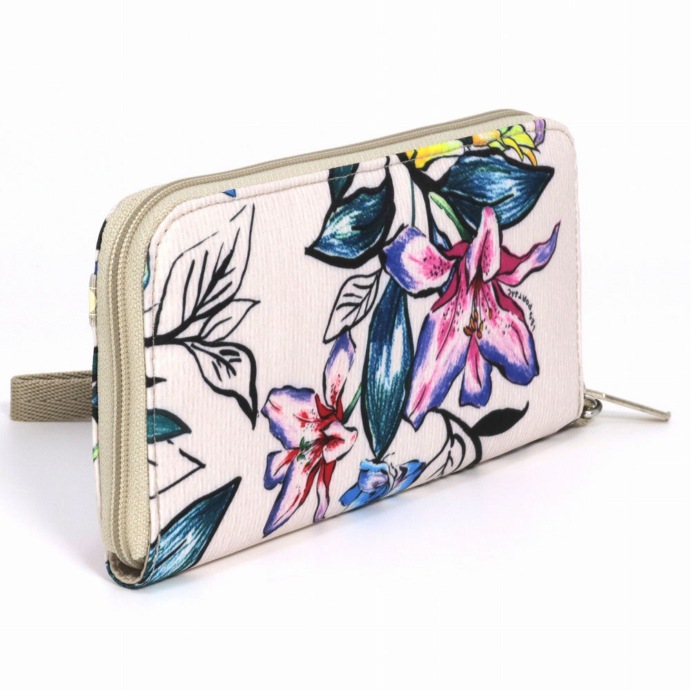 レスポートサック ラウンドファスナー 長財布 3462 E543 WISTFUL FLORALS テックウォレットリストレット ホワイト  LeSportsac