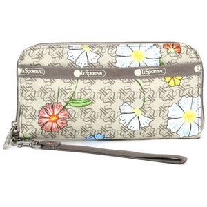 レスポートサック ラウンドファスナー 長財布 3462 E609 MONOGRAM FLORAL テックウォレットリストレット クリーム LeSportsac