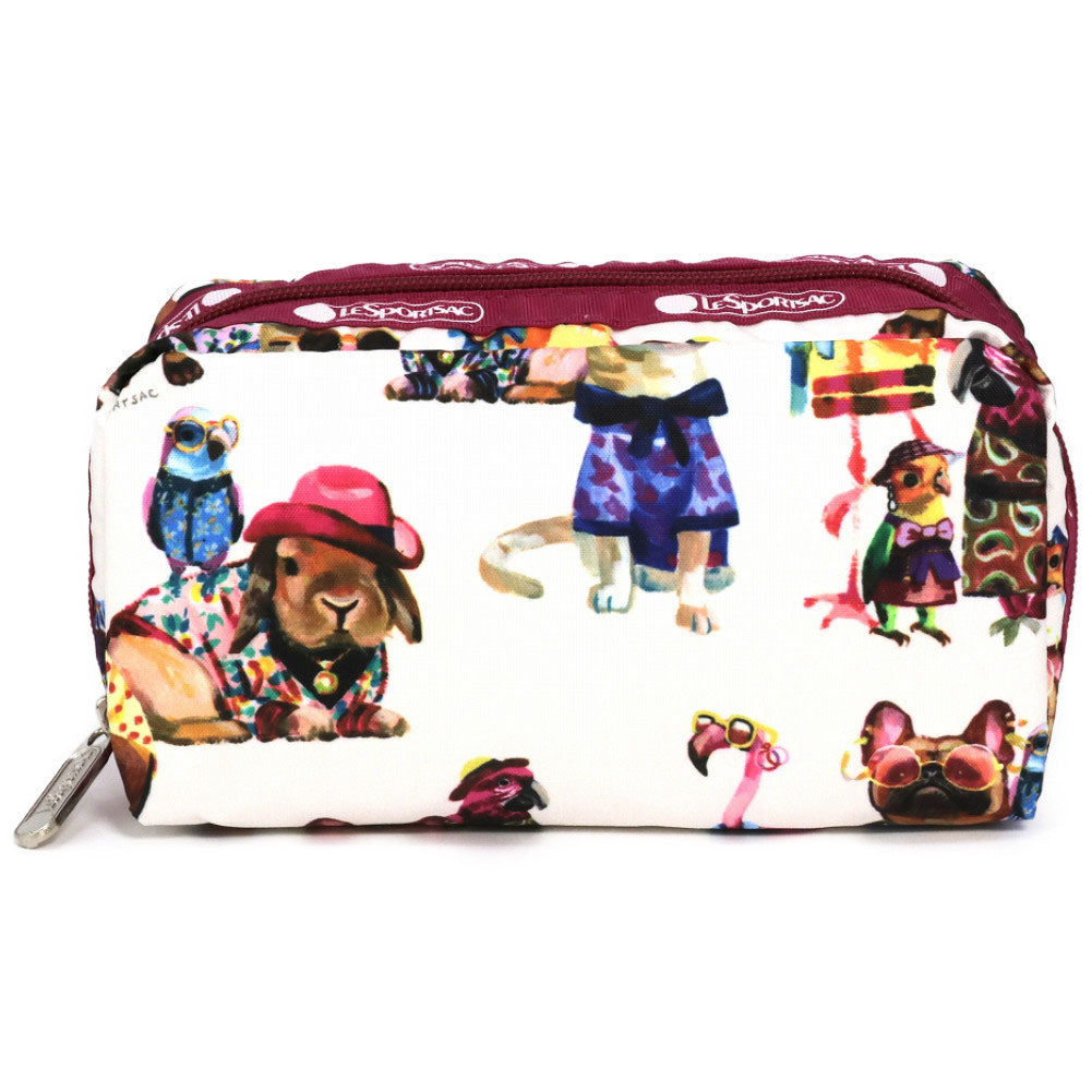 レスポートサック ポーチ 6511 E636 ANIMAL PARTY レクタングラーコスメティック クリーム LeSportsac