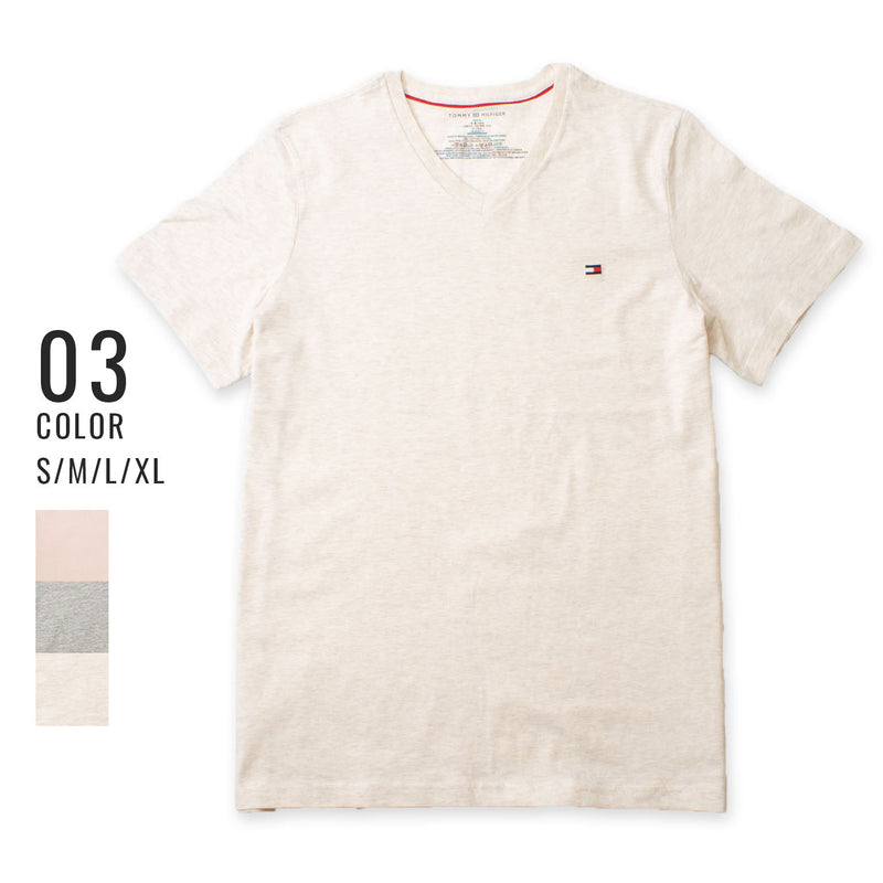 トミーヒルフィガー ワンポイントロゴVネックTシャツ 半袖 7色展開 TOMMY HILFIGER Core Flag V-Neck Tee (09t3140)