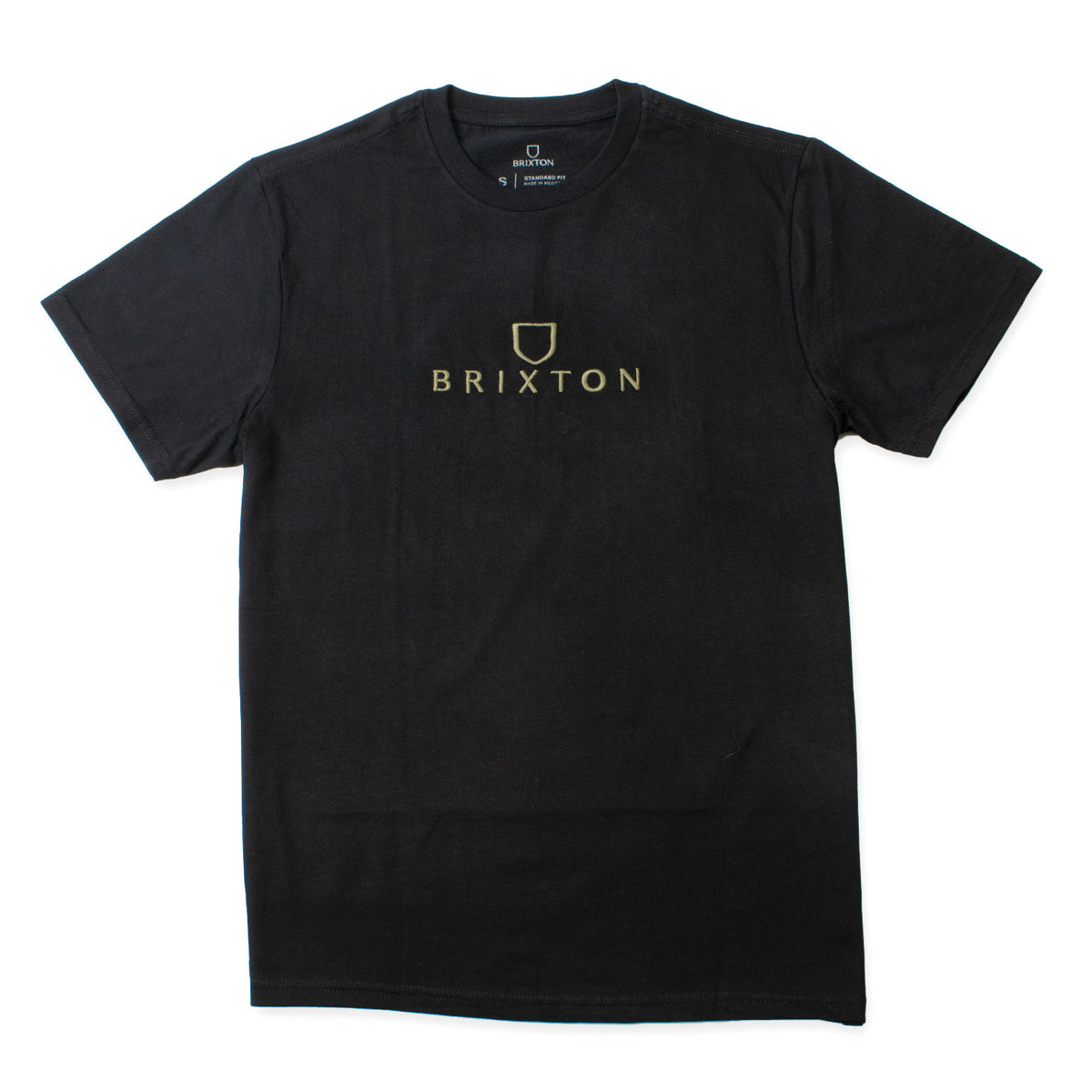 ブリクストン Tシャツ 半袖 100%綿 BRIXTON ALPHA THREAD S/S STT BLACK/OLIVE SURPLUS (16427)
