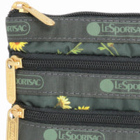 LeSportsac レスポートサック ポーチ 7158 3 ZIP COSMETIC HC10 DAISY CROSS GREEN